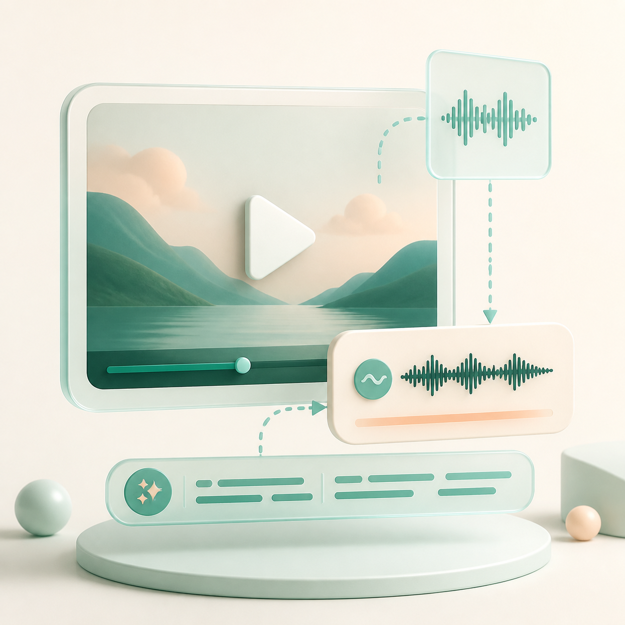 视频音频转换为配音的原创抽象展示